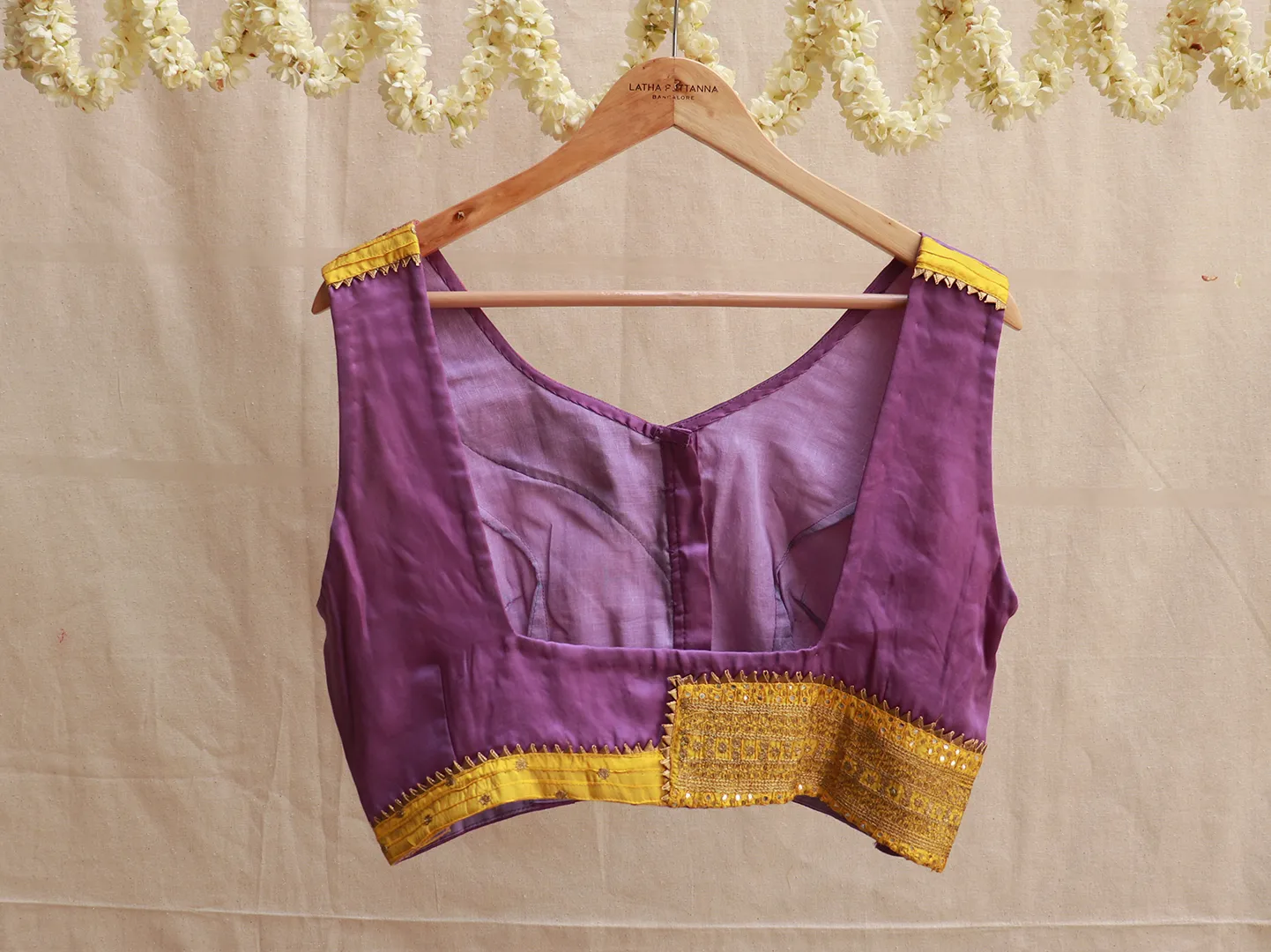 Mauve modal silk, Hand embroidery blouse