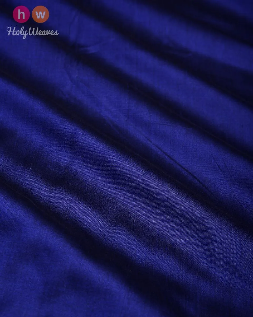 Navy Blue Banarasi Plain Woven Spun Silk Fabric
