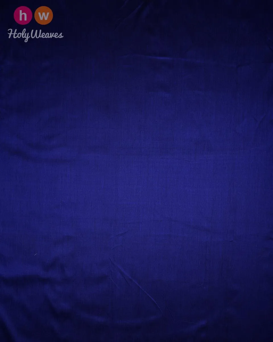 Navy Blue Banarasi Plain Woven Spun Silk Fabric