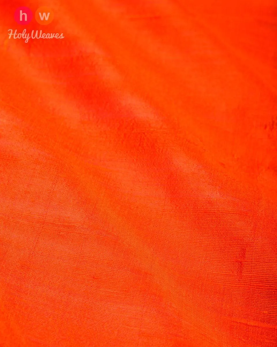 Orange Handwoven Plain Raw Silk Fabric
