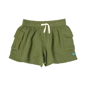Pink Chicken Boys Pull-On Short - Olive