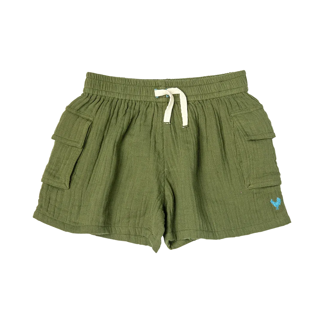 Pink Chicken Boys Pull-On Short - Olive