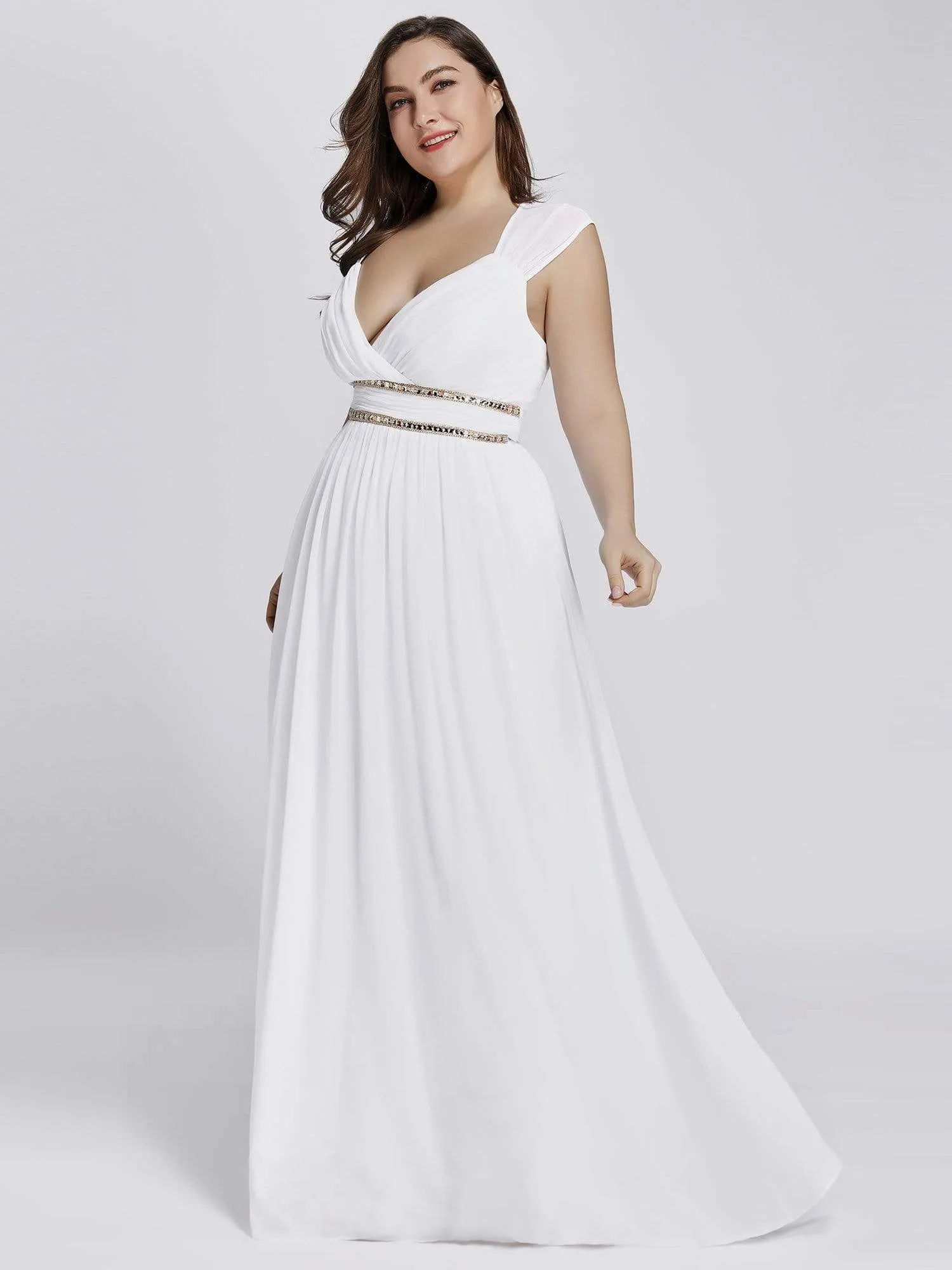Plus Size Sleeveless Grecian Style formal Evening Dress