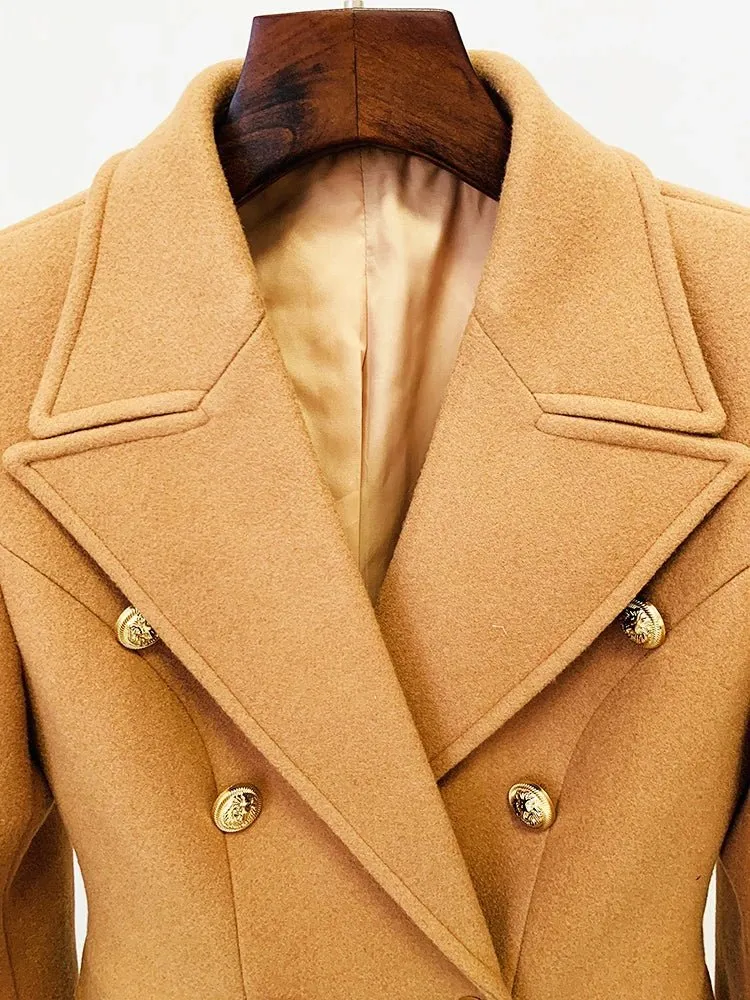 Pre Order:  Lion Buttons Double-Breasted Slim Coat