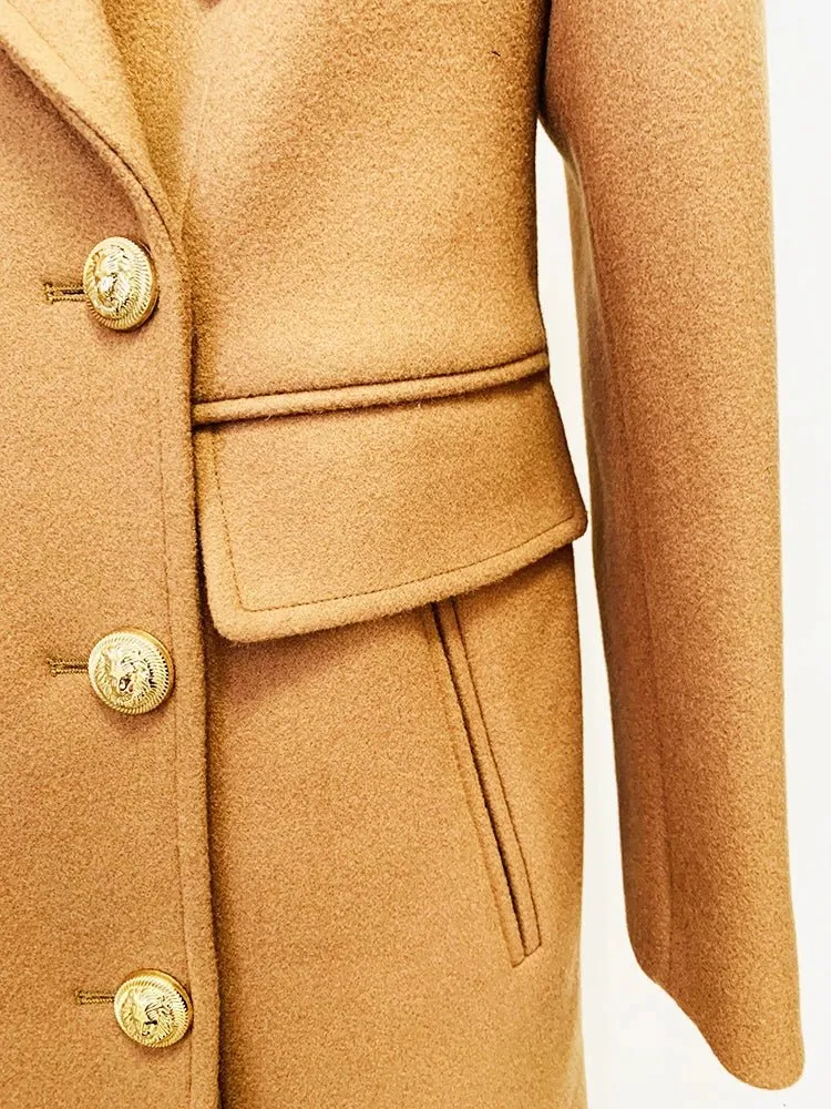 Pre Order:  Lion Buttons Double-Breasted Slim Coat