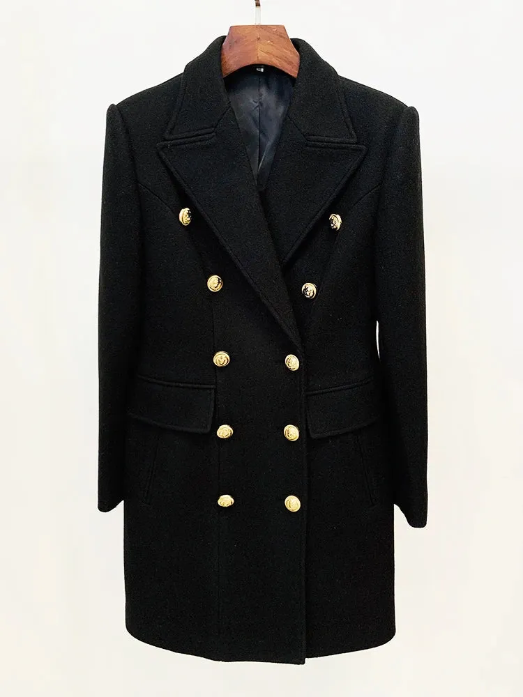 Pre Order:  Lion Buttons Double-Breasted Slim Coat