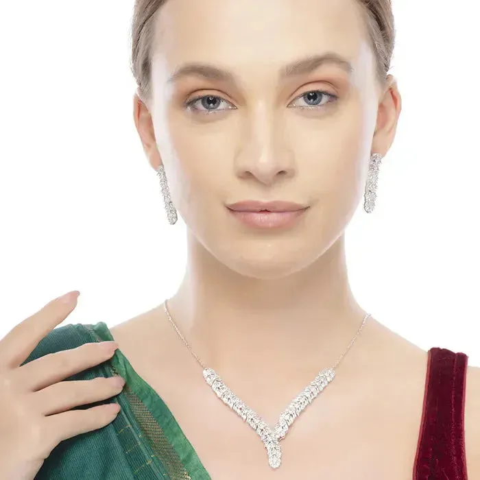 Radiant V-Shape Zircon Necklace Set