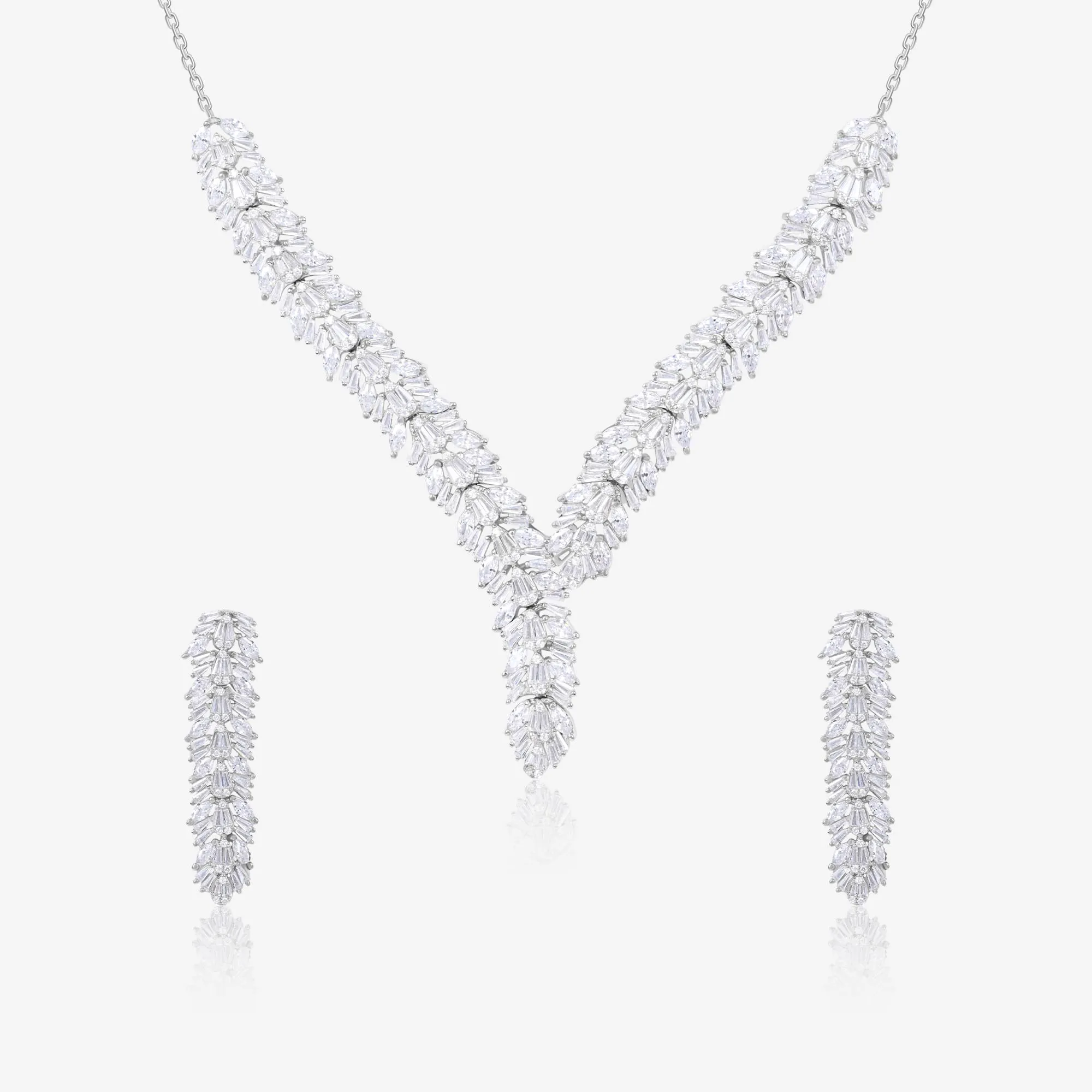 Radiant V-Shape Zircon Necklace Set
