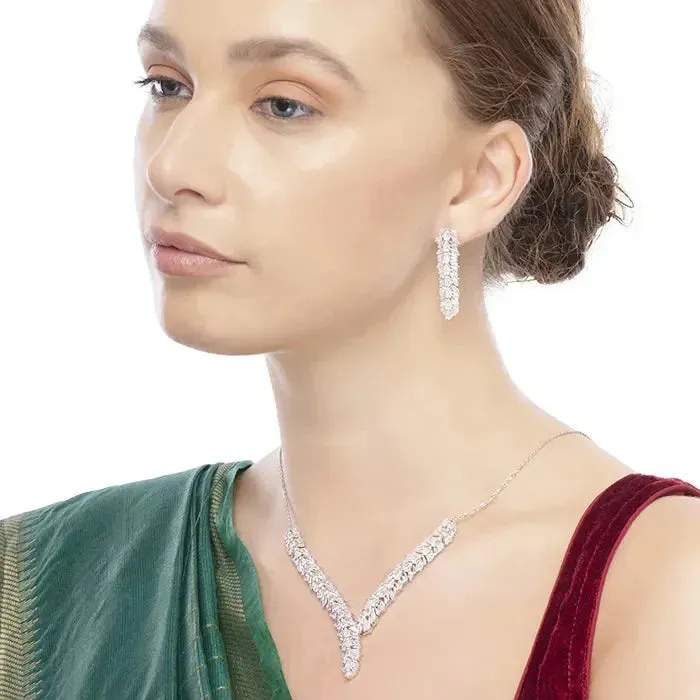Radiant V-Shape Zircon Necklace Set