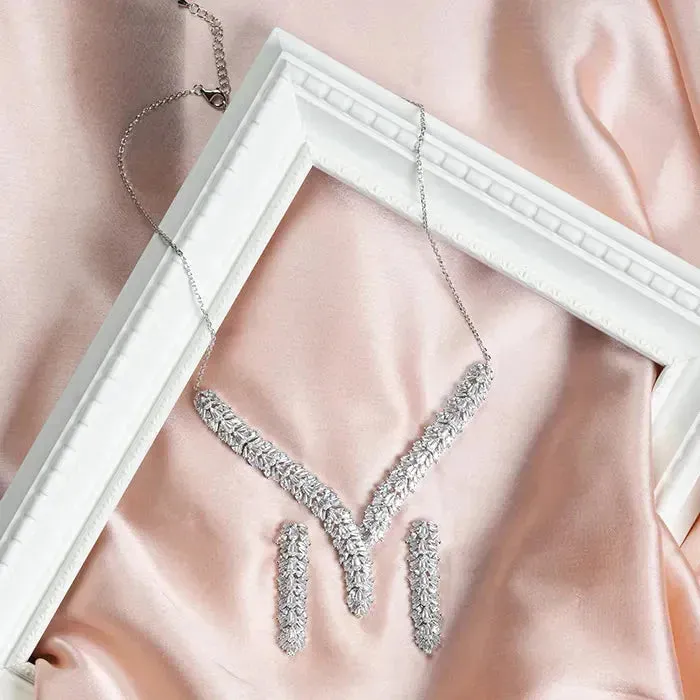 Radiant V-Shape Zircon Necklace Set