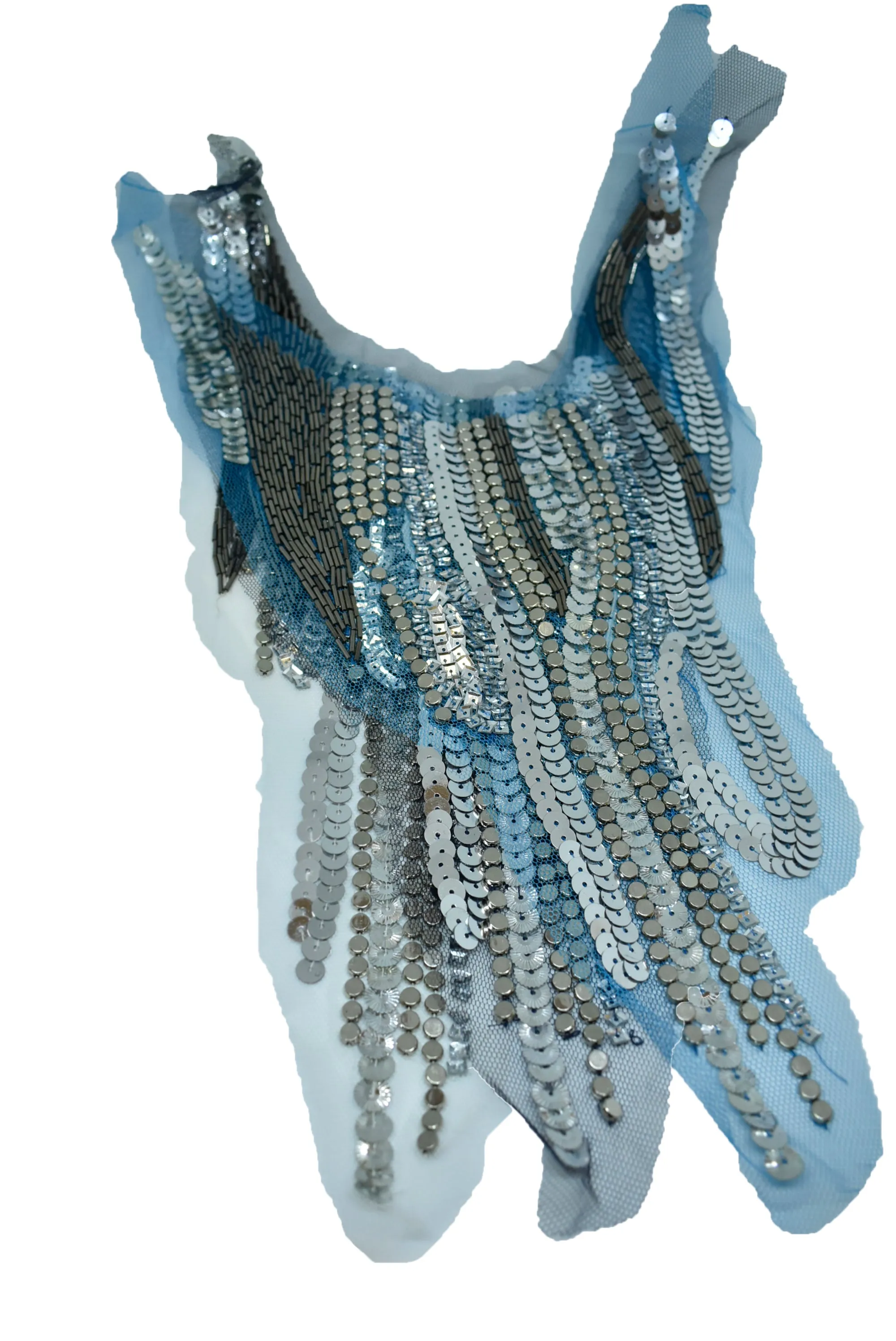 Sequin, Mesh Neckline Applique 20" x 8.50"  - 1 Piece