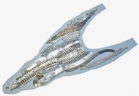 Sequin, Mesh Neckline Applique 20" x 8.50"  - 1 Piece