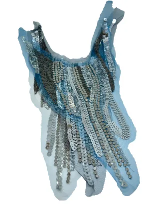 Sequin, Mesh Neckline Applique 20" x 8.50"  - 1 Piece