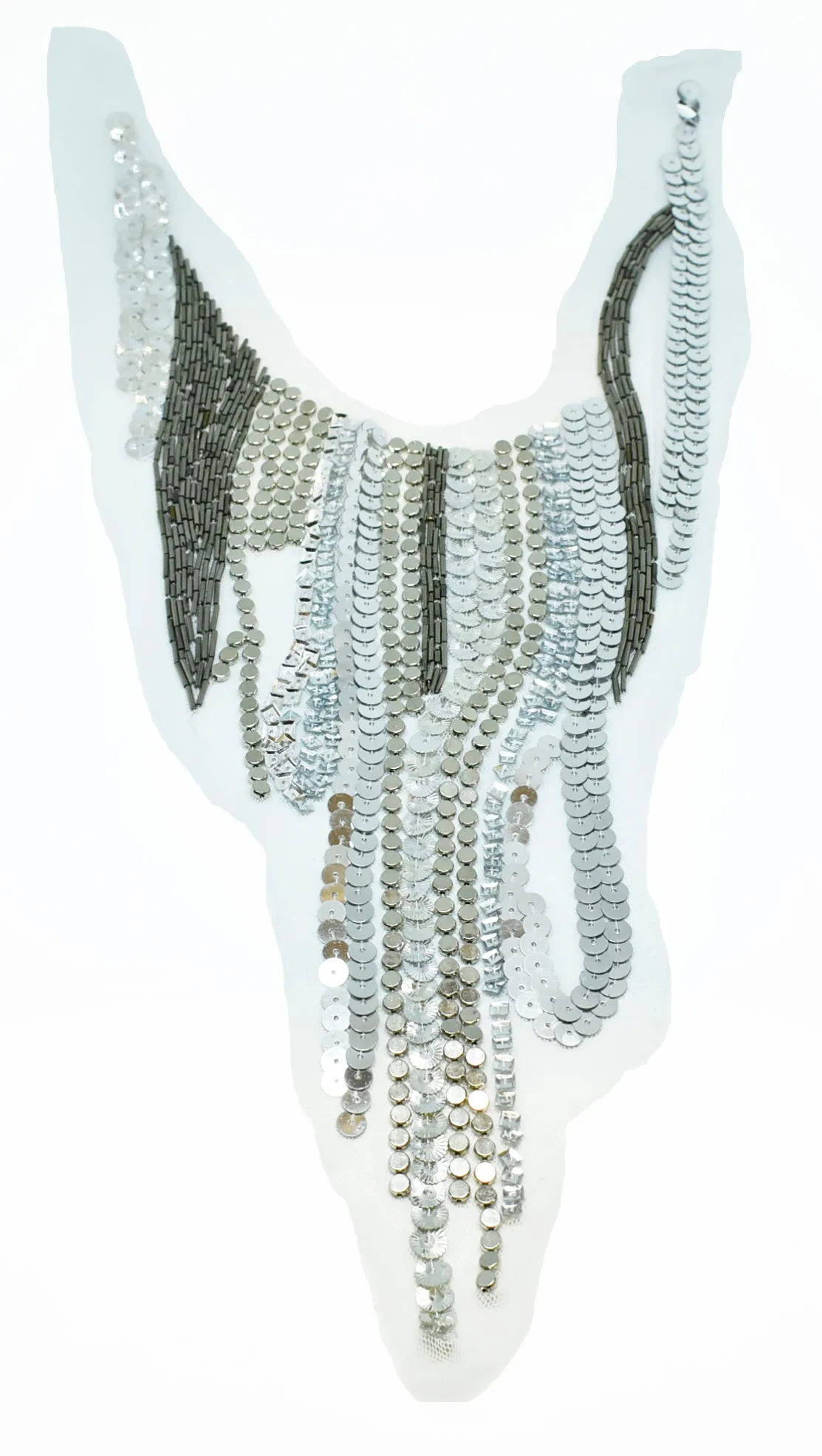 Sequin, Mesh Neckline Applique 20" x 8.50"  - 1 Piece