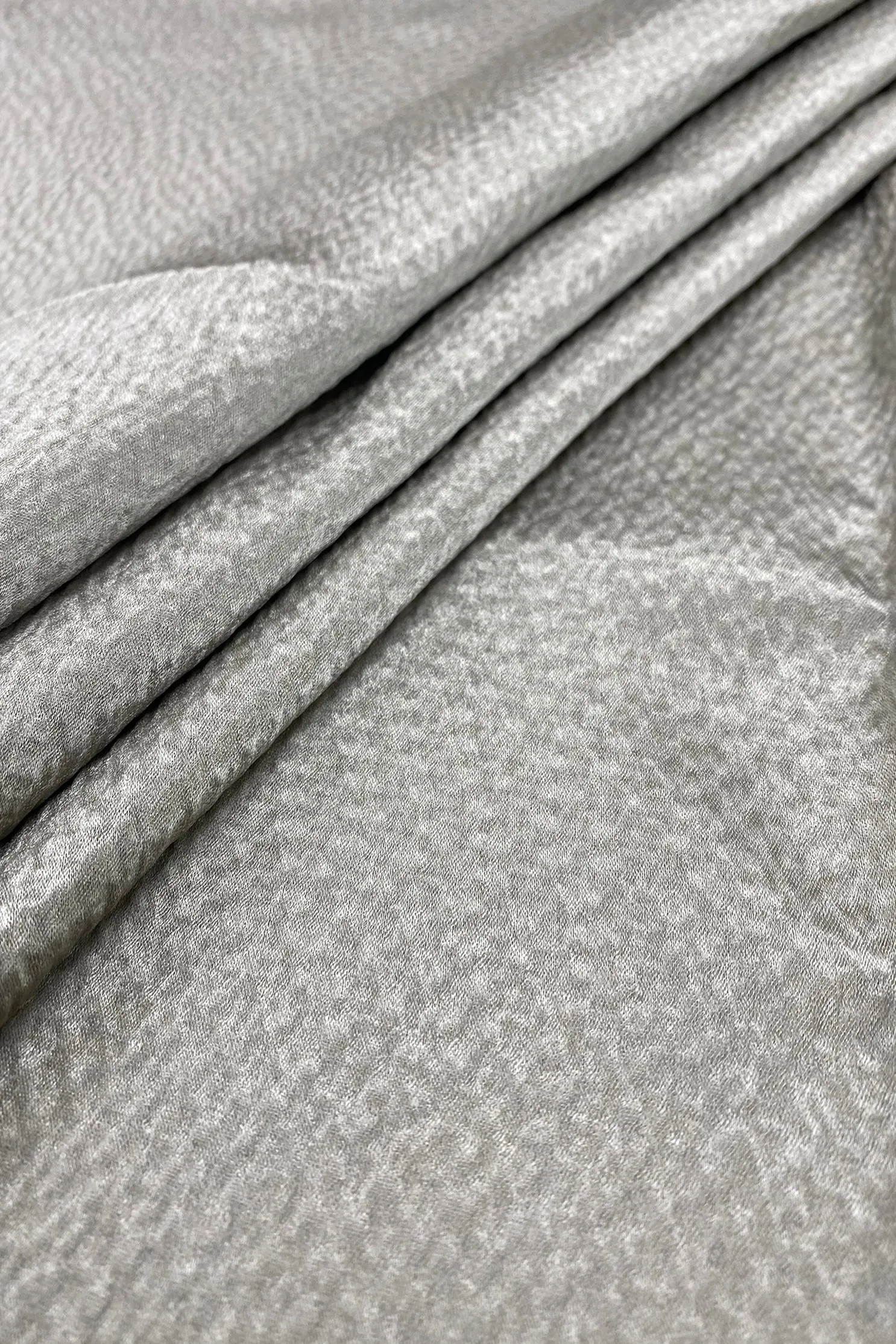 Premium Hammered Silver Silk Satin Fabric