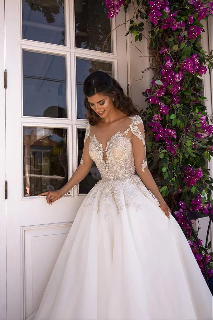 Silver White Wedding Dress