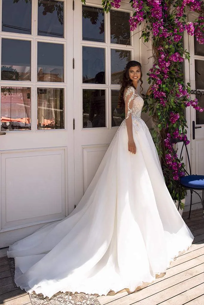 Silver White Wedding Dress