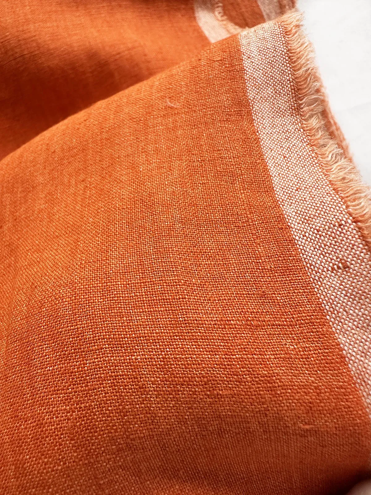 Sunkissed Italian Linen Shirting in Heirloom Tomato