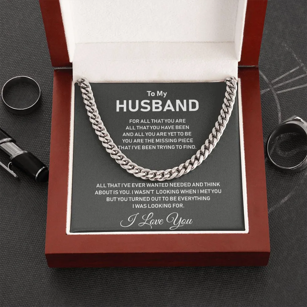 To My Husband- Stainless Steel Cuban Link Chain- I Love You