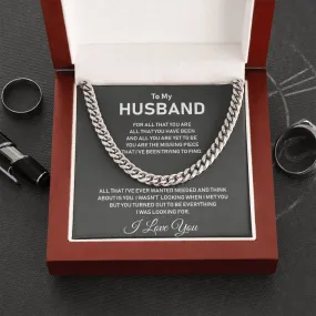 To My Husband- Stainless Steel Cuban Link Chain- I Love You