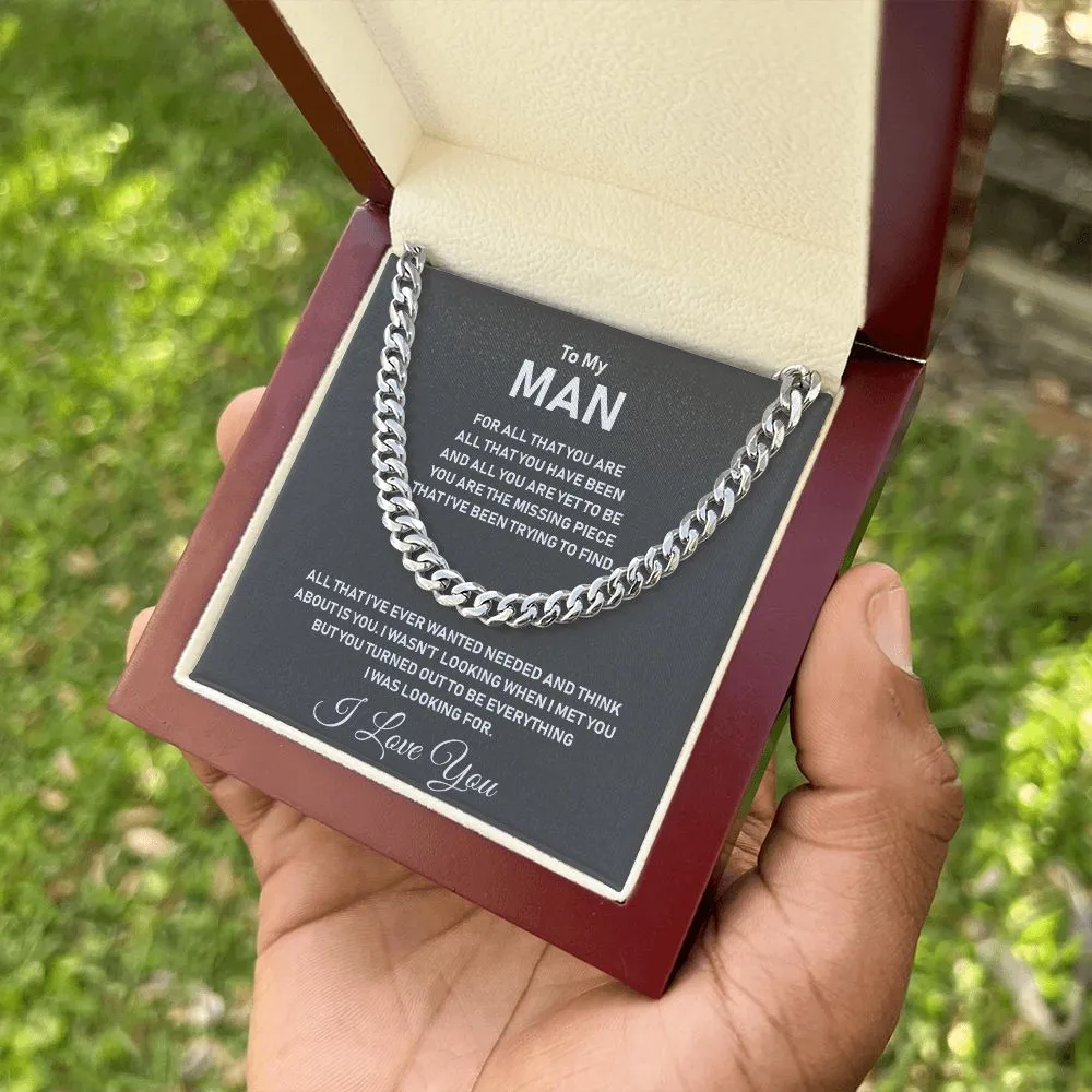 To My Man-Stainless Steel Cuban Link Chain- I Love You