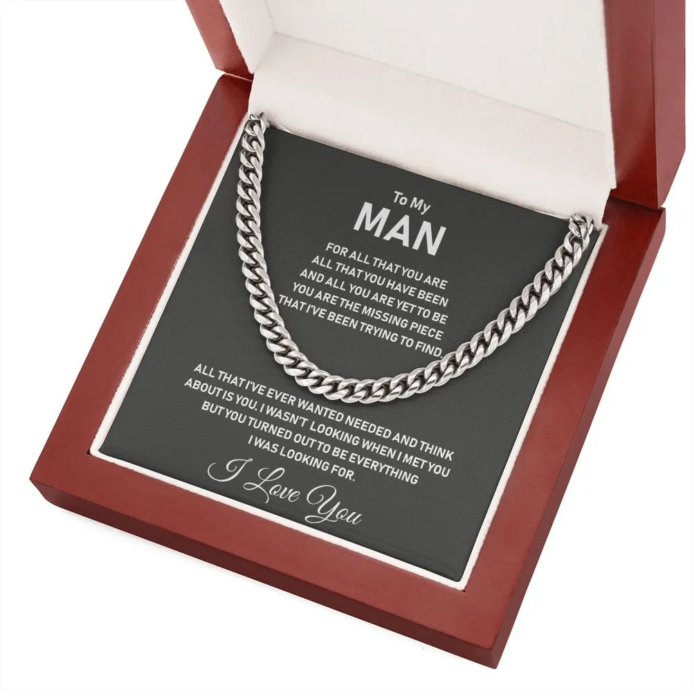 To My Man-Stainless Steel Cuban Link Chain- I Love You