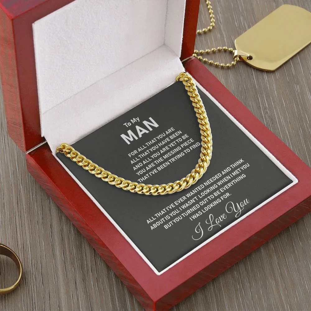 To My Man-Stainless Steel Cuban Link Chain- I Love You