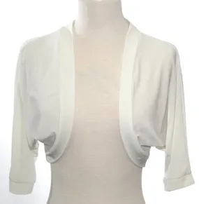 White Bolero Jacket Stretch Georgette Bolero Shrug Mid Length