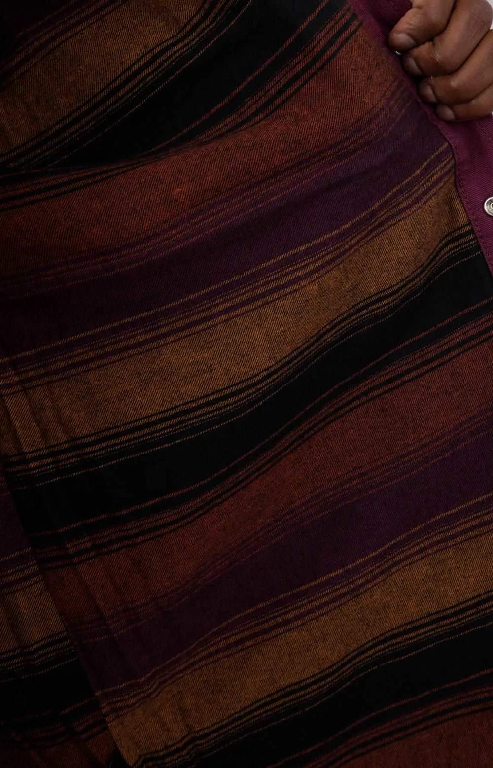 (WL657WSC) Flex Regular Flannel Shirt - Wine Blanket Stripe
